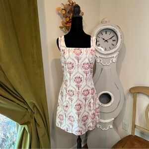 RIHOAS Pink Square Neck Floral Spring Slip Mini Dress NWT Med